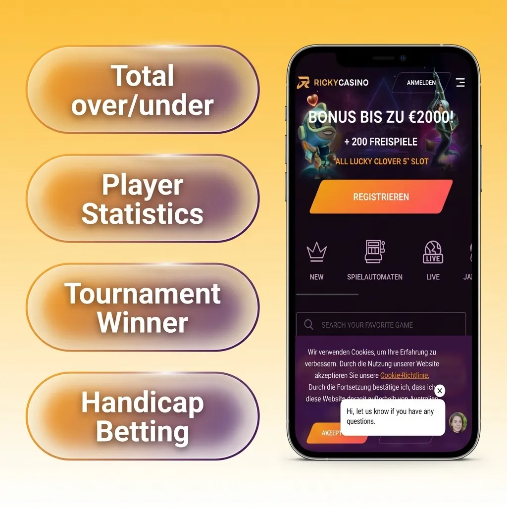 Ricky casino mobile sportsbook screen showing single, multi, system, spread, and over/under betting options
