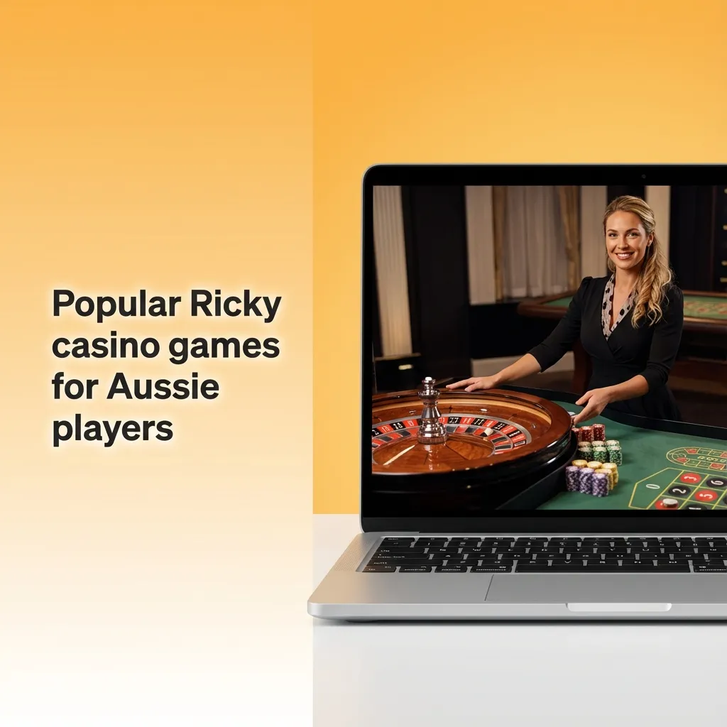 Collage of popular Ricky casino games for Aussies, showing pokies, blackjack, roulette, crash and Irish-themed slots