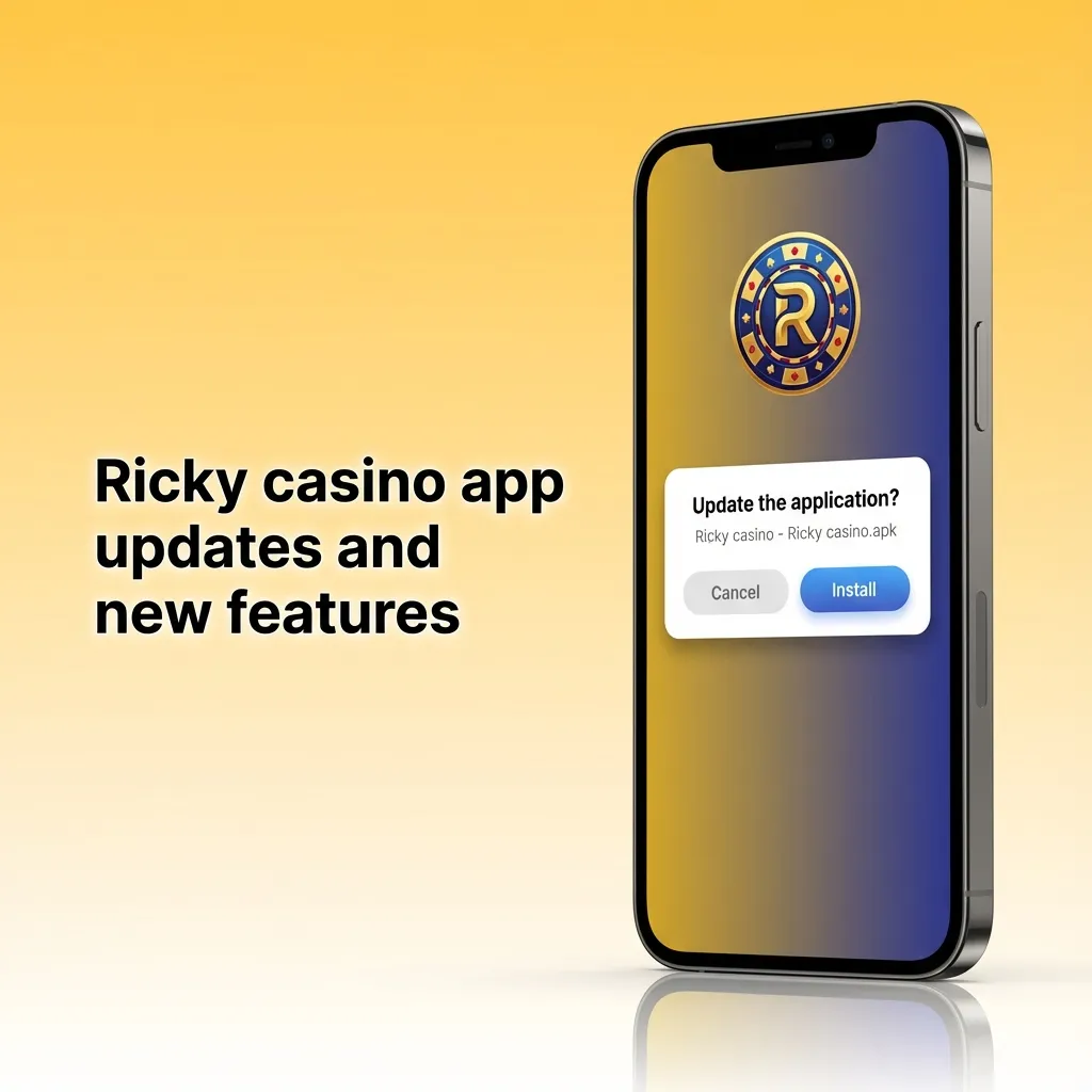 Smartphone showing Ricky casino web app with “New games & features” update banner and refreshed game tiles